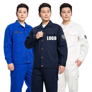 Flame-Retardant 100% Cotton Brushed Thickened Yarn-dyed Twill Men's Women's Construction Workwear Long Sleeve Set