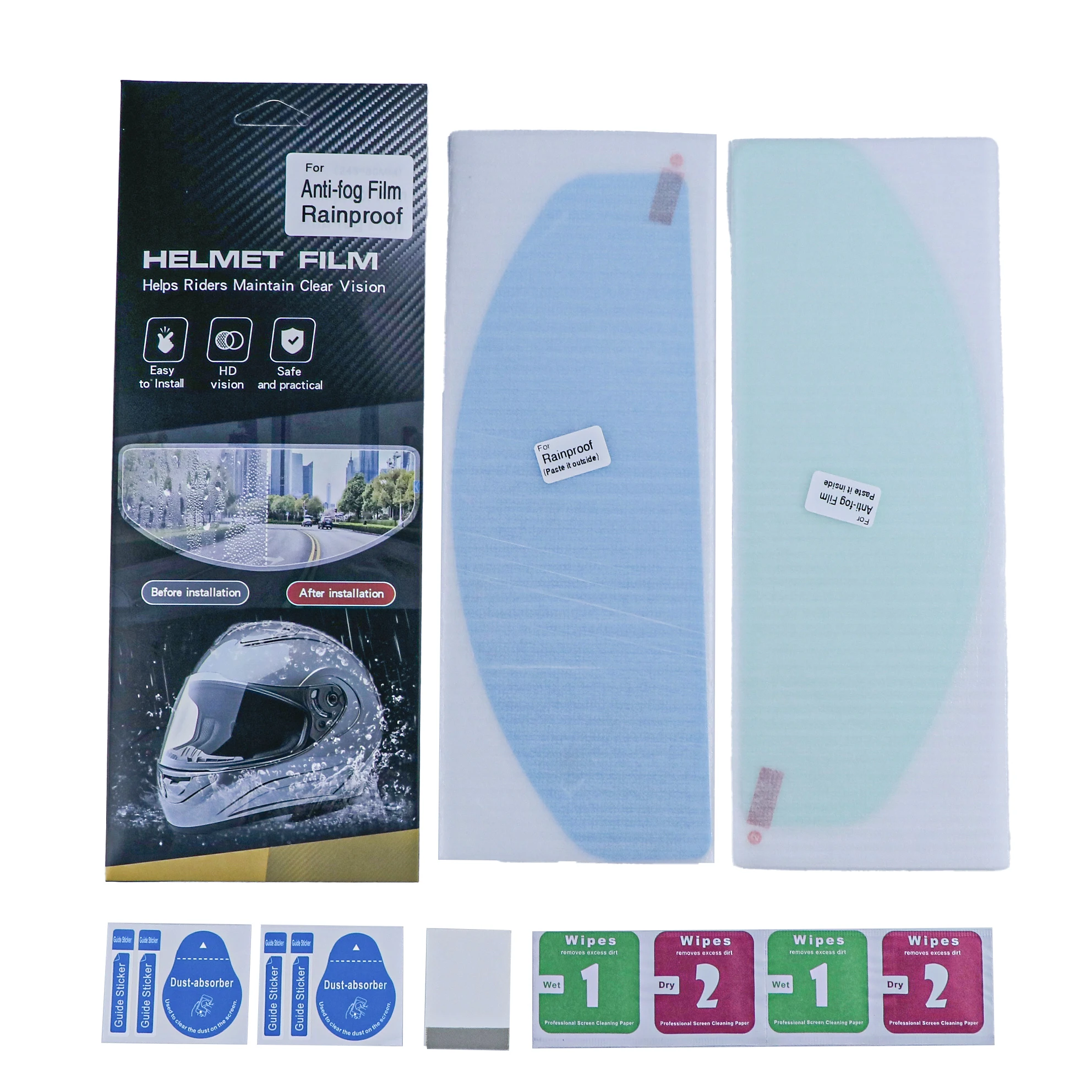 Free Shipping Durable PET Material Nano Coating Sticker Rainproof Anti-fog Film for Universal Motorcycle Helmet Visor supplier