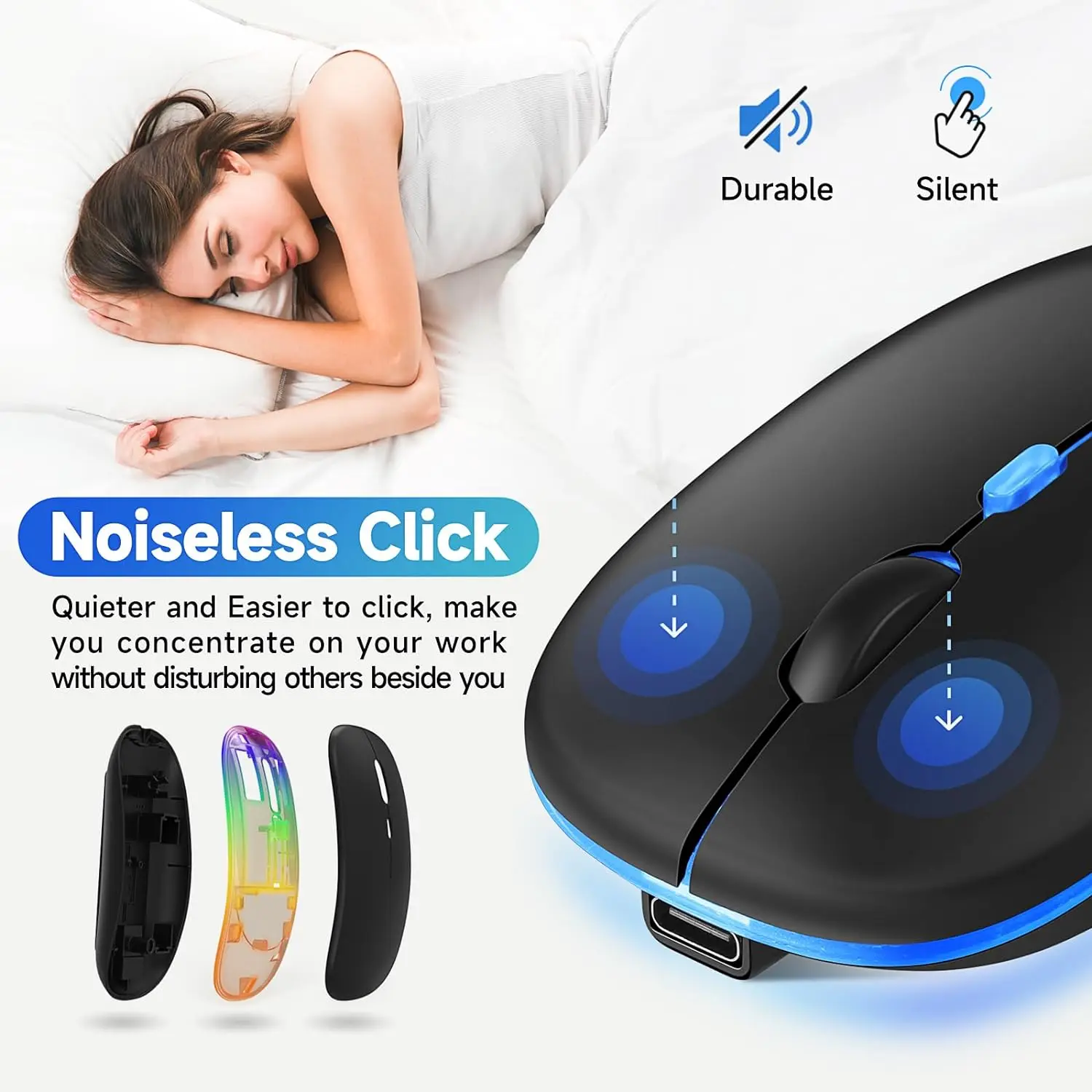 Custom Mouse Inalambrico Personalized Mouse Draadloze Muis Laptop Rechargeable White Wireless Mouse