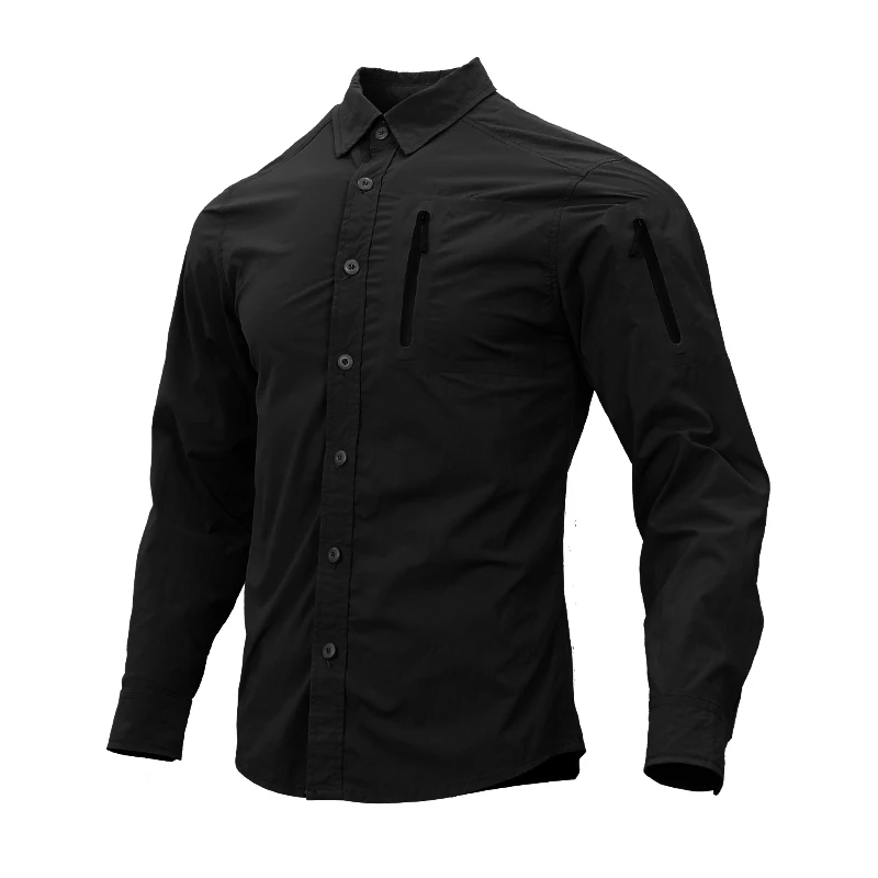 Cargo Casual Shirt Men Long Sleeve Button Shirts Outdoor Hiking Tops