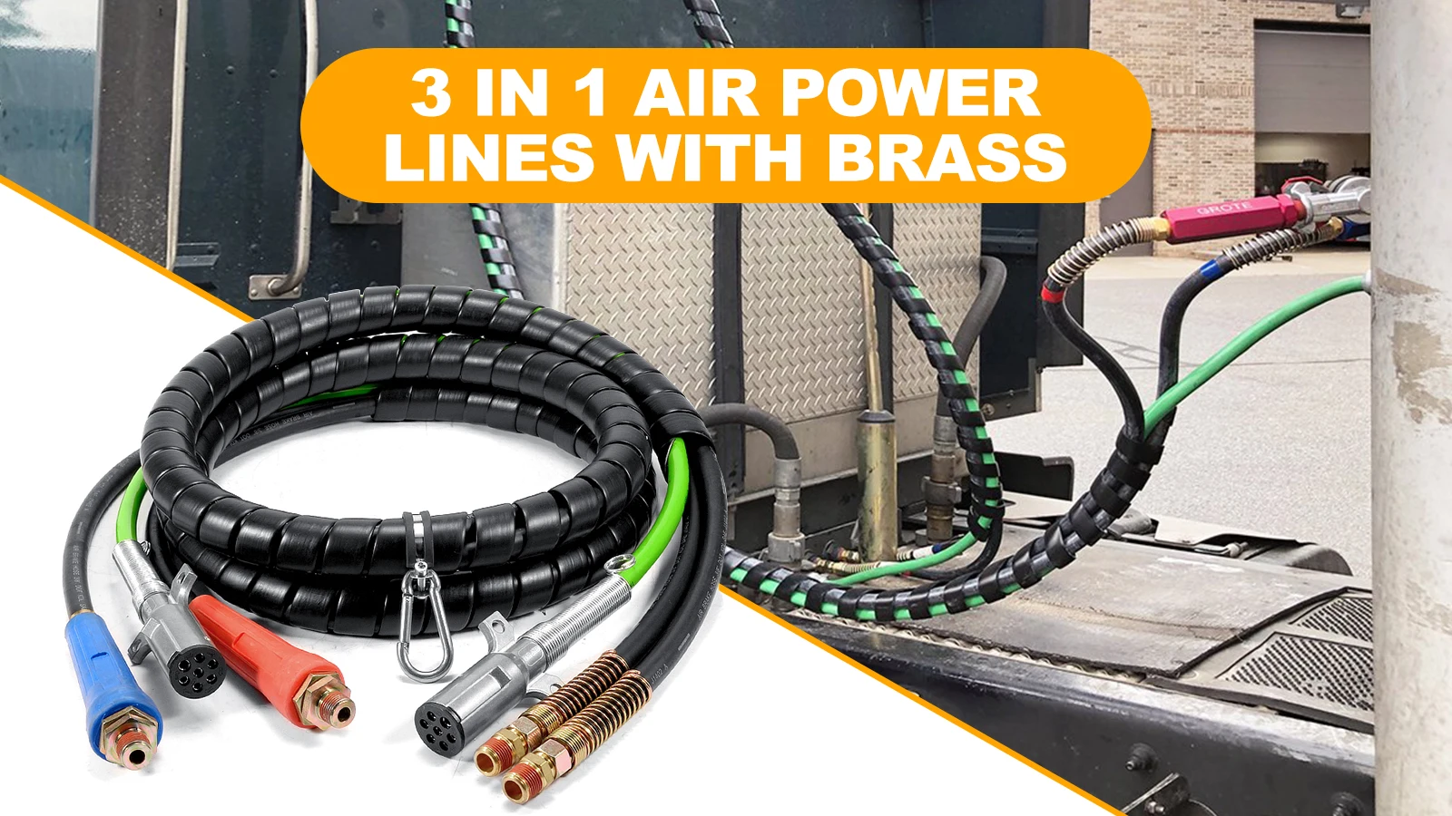 12 Ft Trailer Connector Coil Cable 3 In 1 Truck Hose Spiral Abs 12 ft trailer connector coil cable 3 in 1 truck hose spiral abs