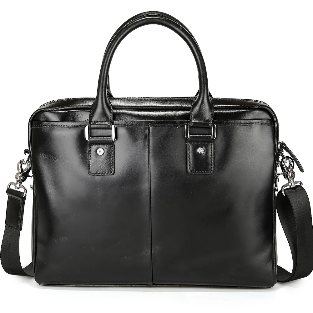 Factory Supply Fashion Design Black Man Laptop Bag Real Leather Waterproof Business Bag Briefcase for Man