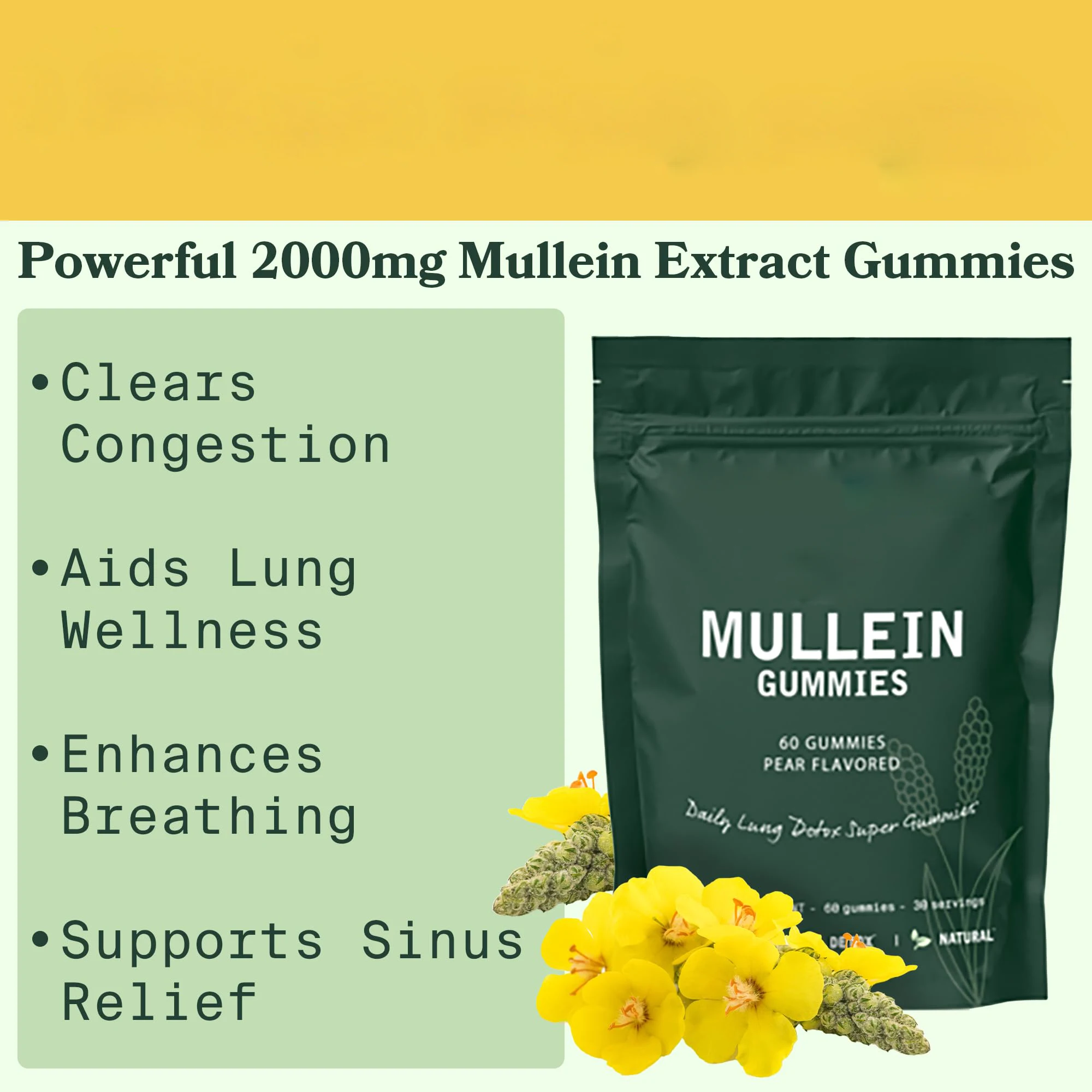 Wholesales 1000mg Mullein Gummies Daily Respiratory Health Gummies ...