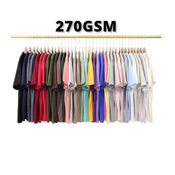 High Quality Men's t-shirt Wholesale Unisex Multicolor Men's Clothing 270gsm Heavy Weight Custom Logo Blank knitted Tee Shirt