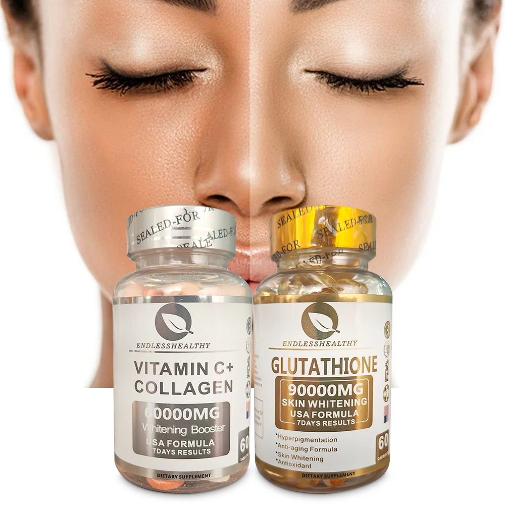 Melhores Cápsulas Naturais de L-Glutationa para Clareamento da Pele 90000Mg  Combinadas com Comprimidos de Vitamina C e Colágeno para Beleza da Pele ..., image size:1000x1000