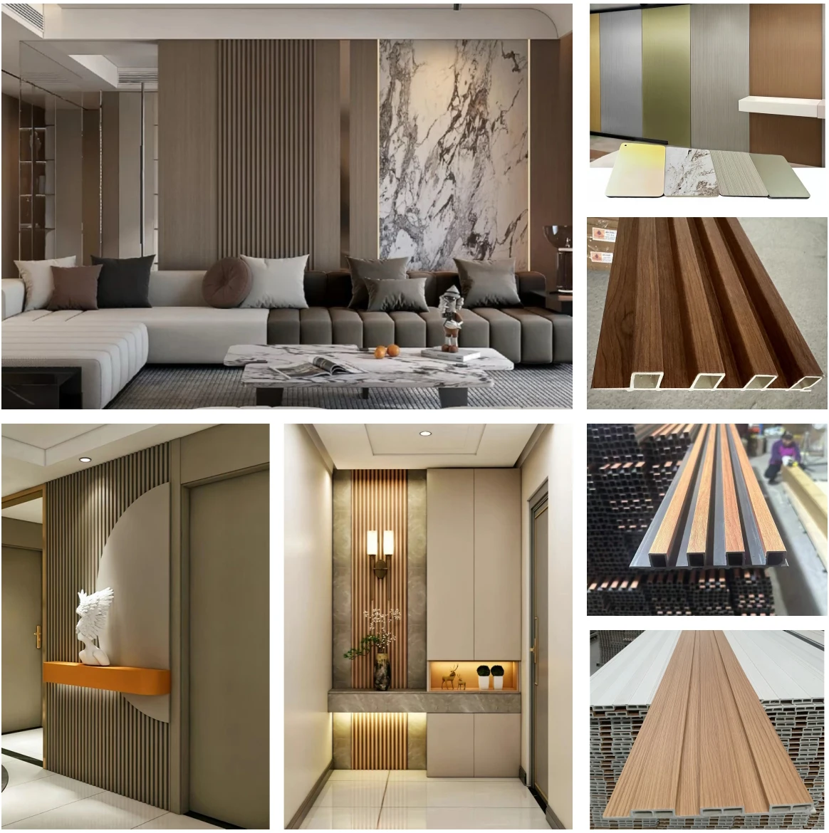 Wooden Rotate Room Divider WPC Partition Wall with Light - Modern Wall ...