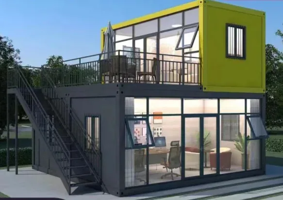 20ft Typhoon-Proof Container House Quick Assembly Prefabricated Components for Villas Hotels Thickened Glass Office Buildings