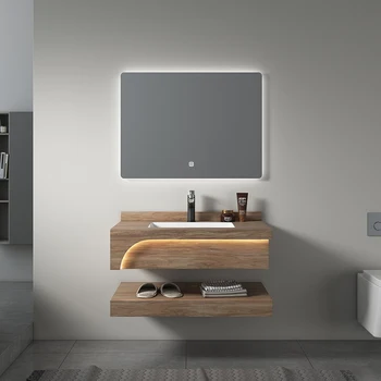 sanitary ware customization rock slate bathroom cabinet wall mounting bathroom vanity with ceramic wash basin sink