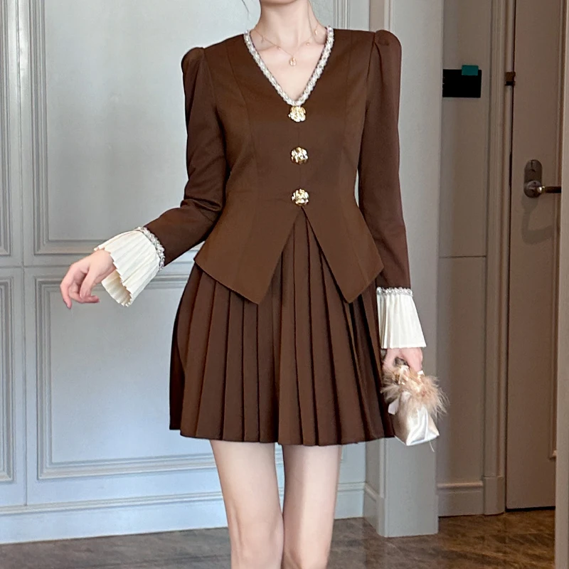 dress tight skirt loose top Elegant loose top and tight skirt set, black --66%