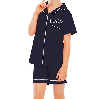 Wholesale Kids Pajama Clothes Summer Custom Blank Short Sleeve Big Girls Pjs Two Pieces Set Comfortable Modal Children Sleepwear