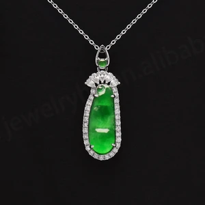 Peace Wealth Yokohama Bean Natural Jadeite 18K White Gold Nice Green Icy Pendant Charms Forever Star Classic Third Party