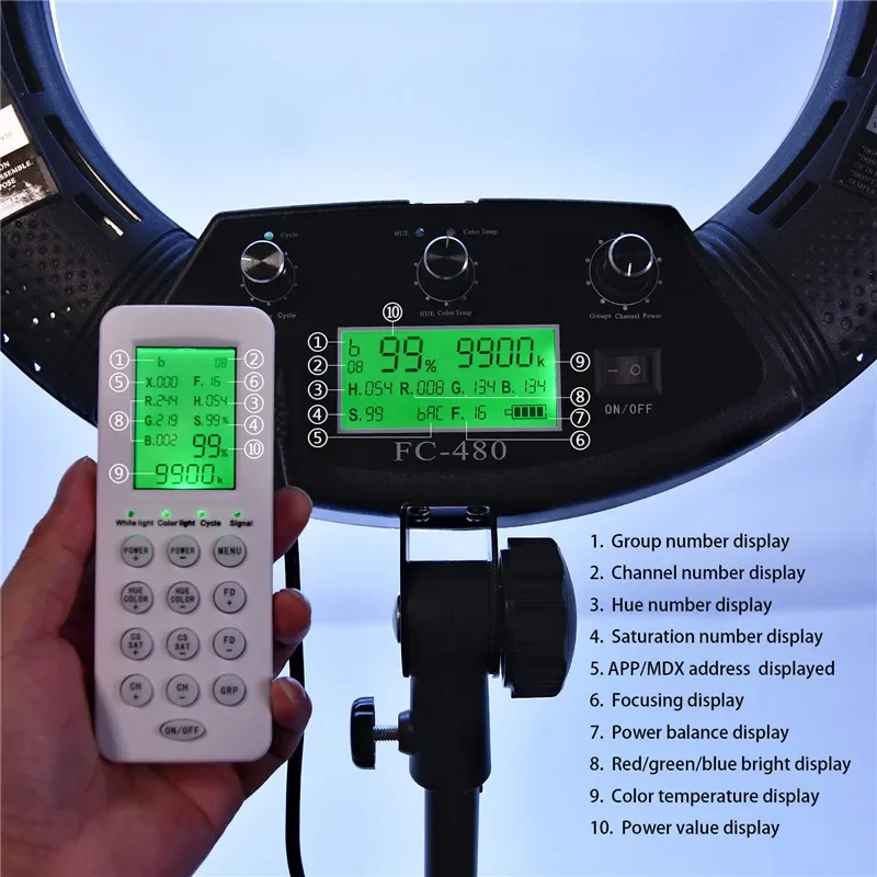 96W LEDRGBリングライト18インチリングランプキット、三脚付き2700K