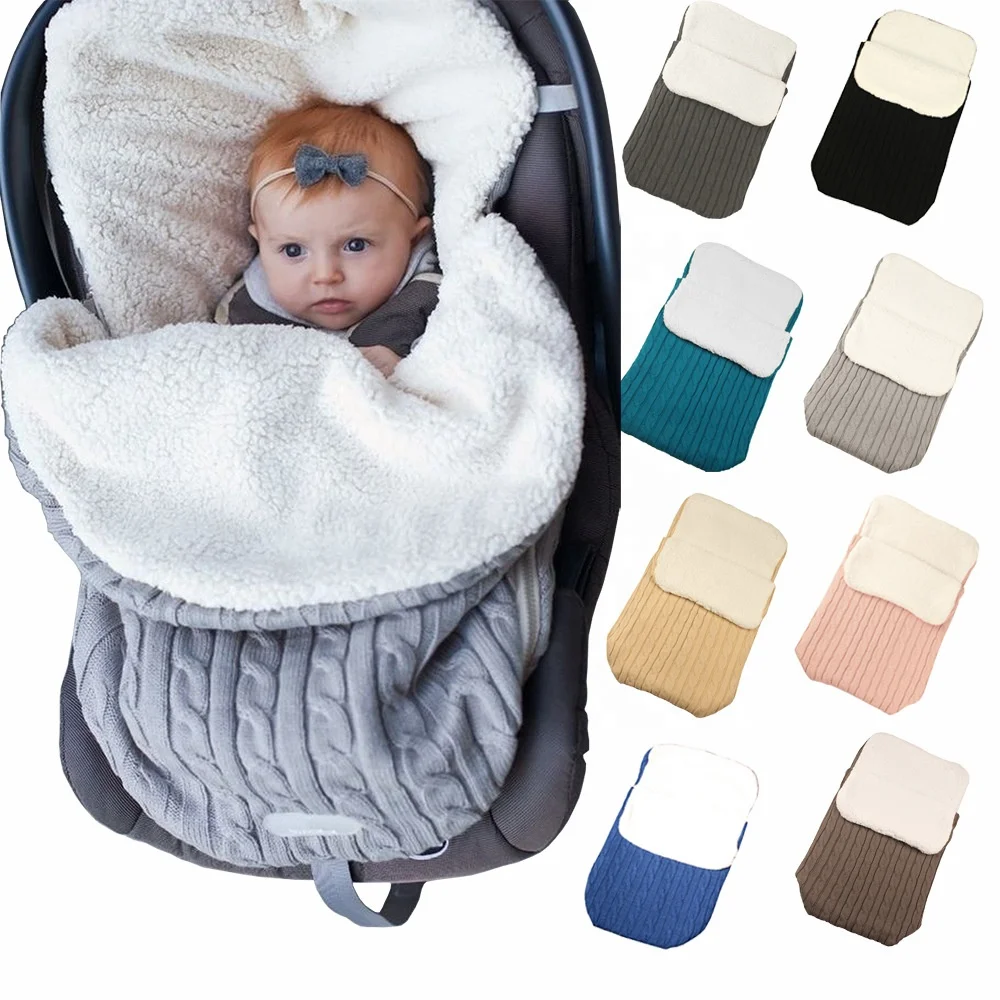 Xingsiyue Universal Baby Stroller Sleeping Bag Winter Fleece Footmuff Warm Sleeping Liner Cosy Swaddle Blanket Drawstring Hood for Pushchair 
