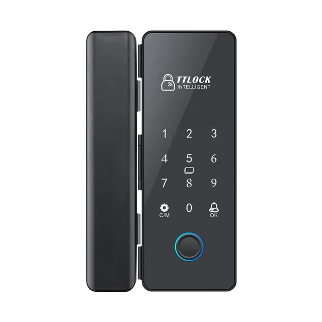 K190T Best Price TTLock Smart Fingerprint Glass Door Lock Optional with Gateway Wifi Function