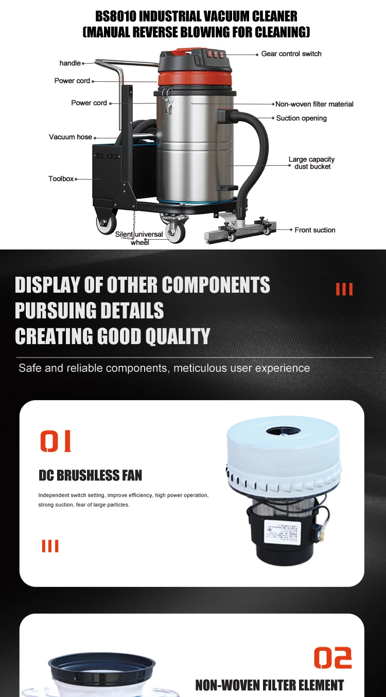 Boshuo dépoussiéreur commercial sec et humide à double usage haute puissance ventilateur à cinq brosses aspirateur industriel