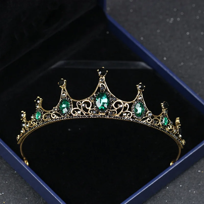 皇冠新款合金绿色钻石小皇冠高贵典雅头饰 - buy bride korean crown