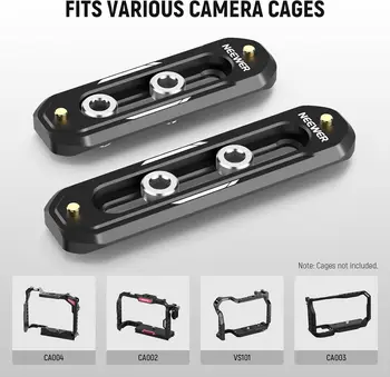 NEEWER 2 Pack Mini NATO Rail Set, 2.4"/60mm & 3"/75mm QR NATO Rail With Safety Pins, 1/4" Screws for NATO Clamp Top Handle Side detail image