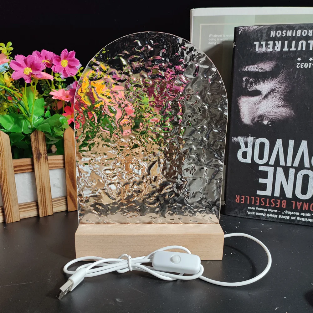 리플 아크릴 보드 밤 빛 빈 아크릴 환상 사각형 나무 디스플레이 자료 자연 나무 홀더 그림 밤 빛| Alibaba.com