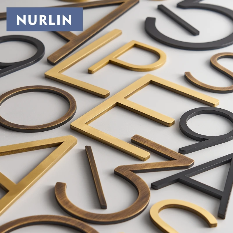 Nurlin Твердый латунный настраиваемый старинный Бронзовый дом Офисная компания парк буква 3D плавающая подпись