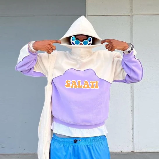 Custom Color Block Men Oversized Heavyweight Hoodie Cut and Sew Pullover Drop Shoulder Cotton Patchwork Two Tone Hoodies Unisex gallery 3