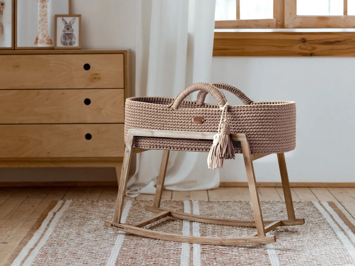 100 Cotton Rope Baby Changing Basket Moses Basket Thick Foam Pad With