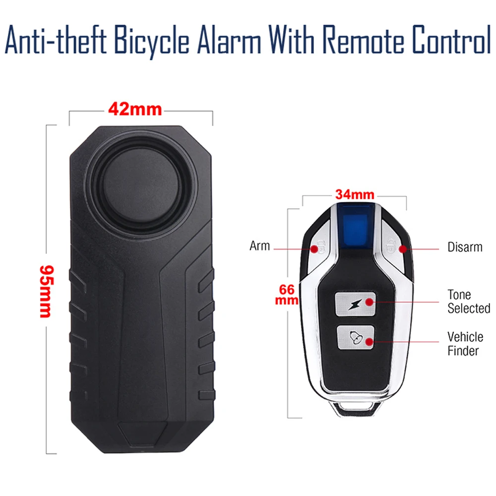 113dB Wireless Anti-Theft Vibration Motorcycle Bicycle Security Bike Alarm  3 Pcs