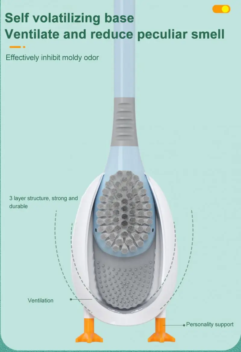 New Hot Sale Duck Silicone Toilet Brush WC  Bathroom Accessories No Dead Corners Household Wash Cleaning Soft Bristle Artifact