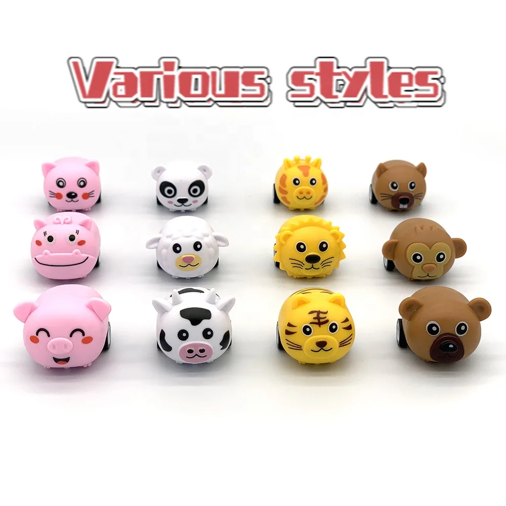 Рекламные креативные автомобили с функцией вытягивания розовые и желтые белые Мультяшные животные автомобильные капсульные