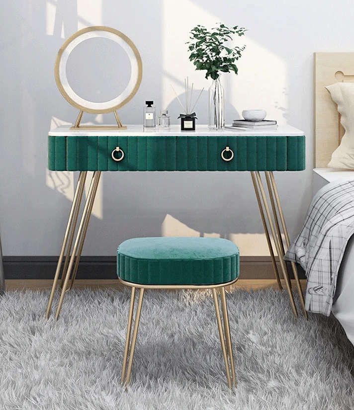Modern Vanity Mirror Dressing Table with Mirror Deluxe Make up Table Wood Drawer Dresser