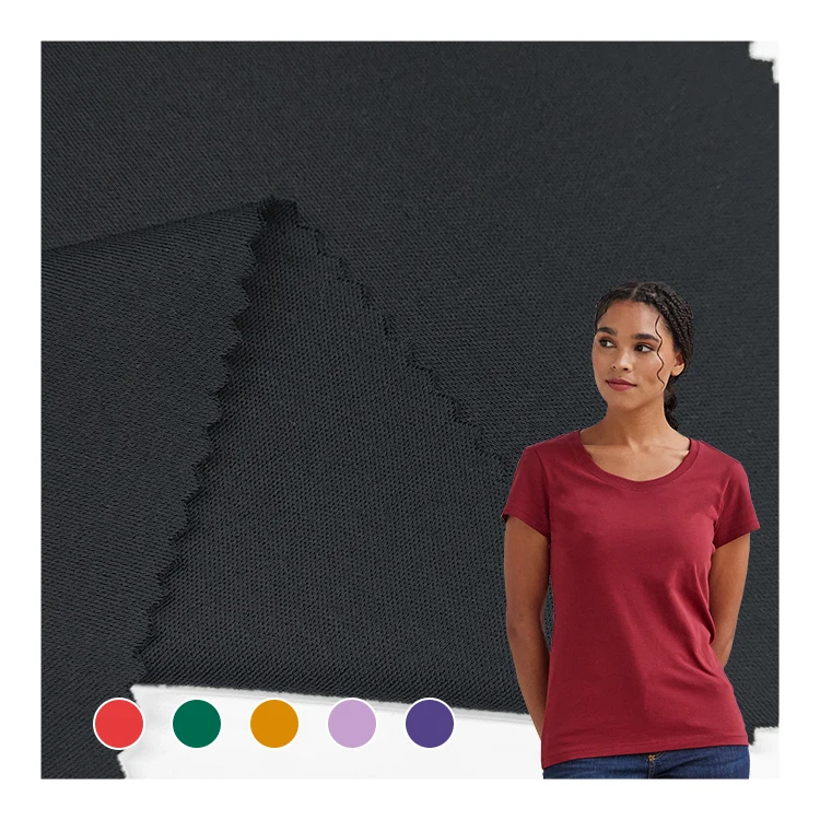 Hot Selling Knit Interlock Fabrics in Faisalabad Pakistan, Solid Stretch Cotton Lyocell Interlock Fabric for Shorts/