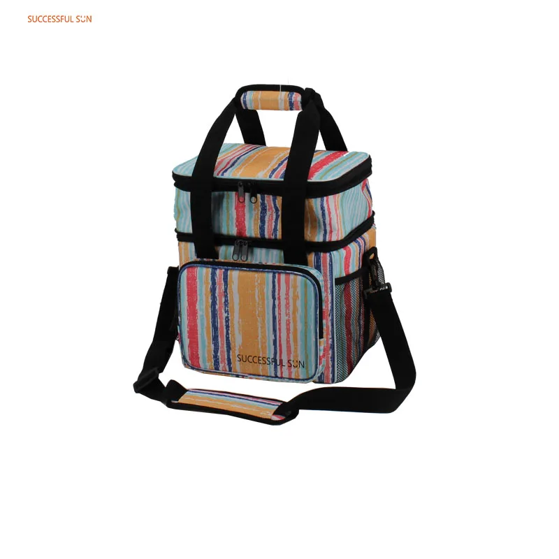 product customized double compartment insulated lunch cooler bag for men and women with shoulder strap medium cooler bag-3