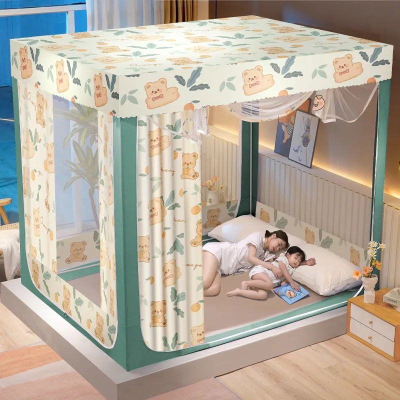 Navy Blue Dog Mosquito Bed Net 4 Corner Post Bed Canopy With Mosquito