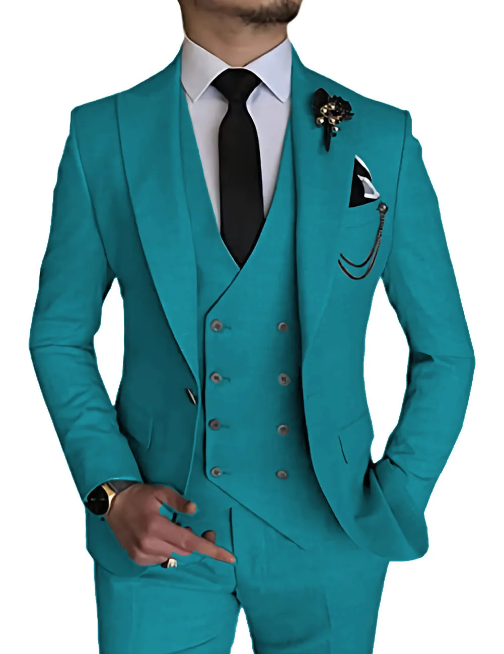Veste Gilet Pantalon)Costume Homme Mariage Business Slim Fit Smoking Simple Poitrine Men Suits XHB353 Violet Violet - Prêt-à-Porter
