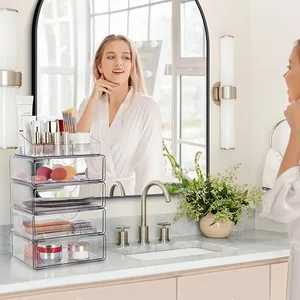 Transparent Multi-Layer Cosmetic Storage Box Multi-Functional Dressing Table Countertop Organizer