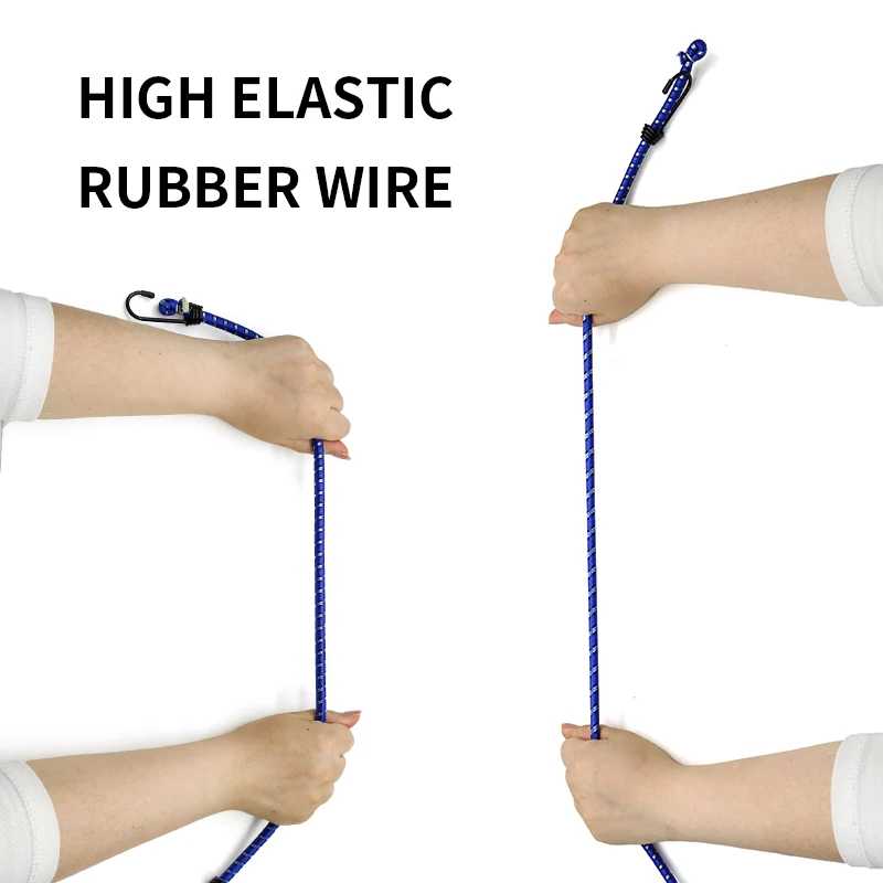 8mm Rubber Bungee Cords With Metal Hooks Colour Ful Elastic Shock Rope