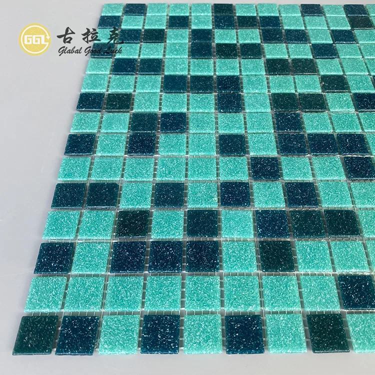 Home Decor Mixed Green Glass Mosaic Tiles Wall Art Mosaics for Swimming Pool manufacture