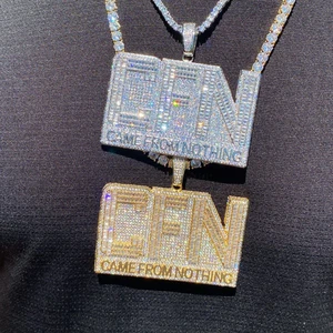 Luxury 925 Silver Jewelry Full Bling Diamond Custom Letter Name Moissanite Pendant for Necklace