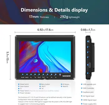 NEEWER F200 HD Video Assist IPS 1920x1200 Input with Histogram 7 Inch 4K 1080p Camera Field Monitor detail image