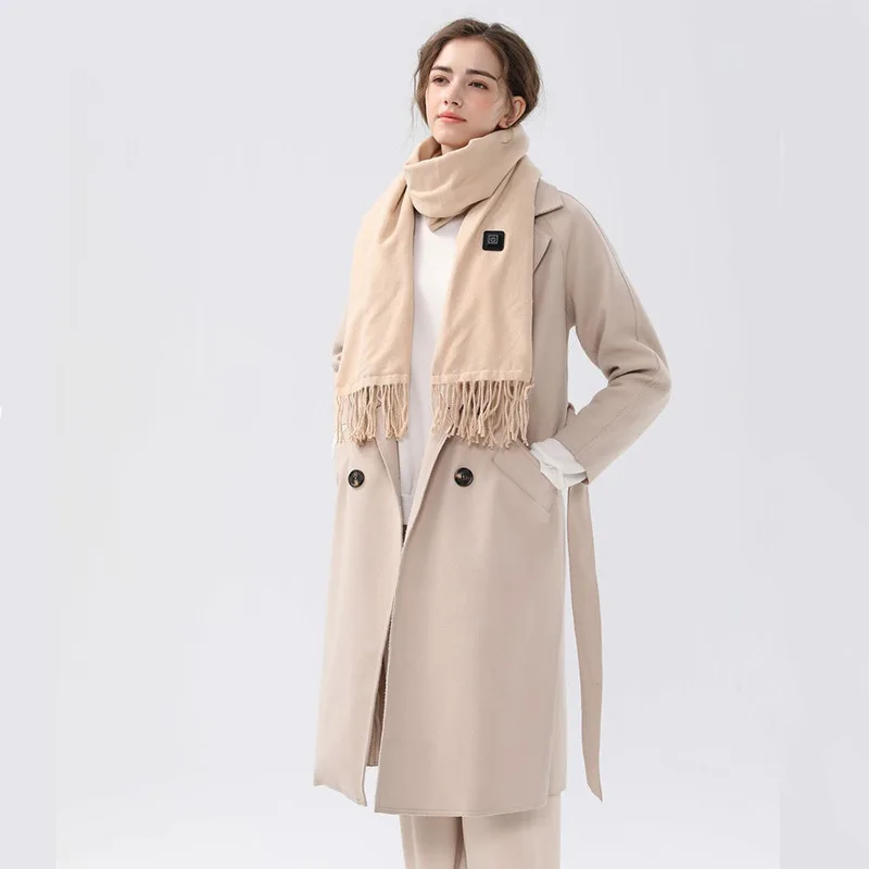 Solid Color 5V Smart USB Battery Powered Heated Scarf Winter Outdoor Electronic Heating Scarves Casual Warm Women Heat Scarf