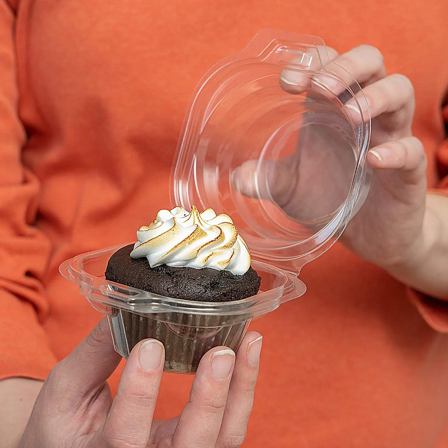 Choice 2-Compartment Clear OPS Plastic Cupcake / Muffin Container