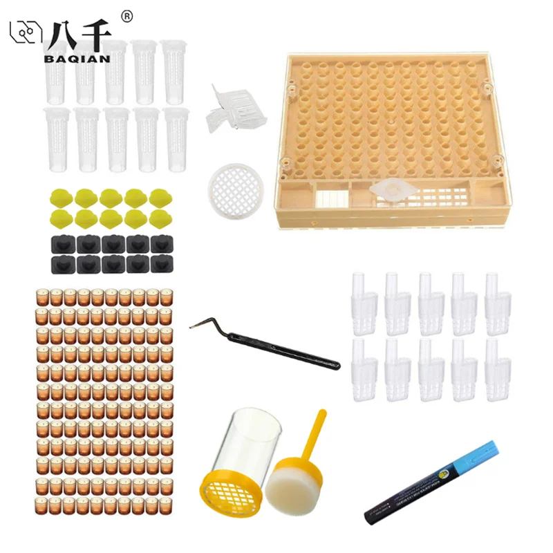 157 Pcs Beekeeping Tools Bee Tools Complete Queen Rearing Cell Cup Set Plastic Bee Queen Cage