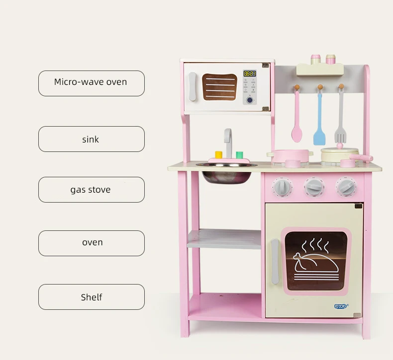 Kid Cooking Toys Kitchen Play Set Toys Wooden Kitchen Toy Sets For