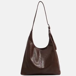 A-80 Large Capacity Korean Style PU Tote Bag for Women Single-Shoulder Zipper Custom Logo Polyester Lining All-Season All-Match