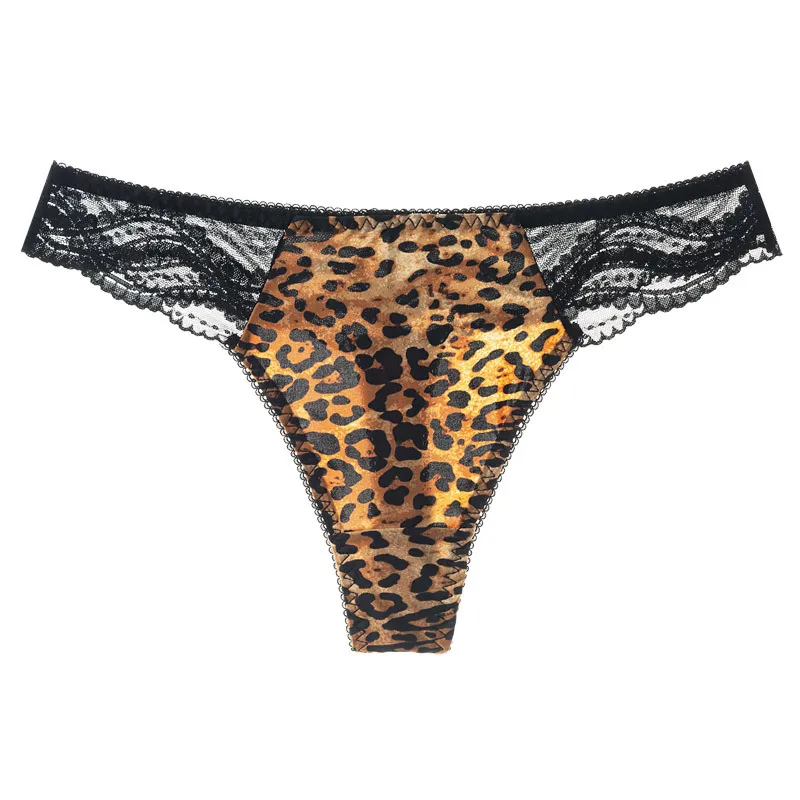 (2 Pcs) Ice Silk Leopard Printed Seamless Panty Thong (4 Color-Options)