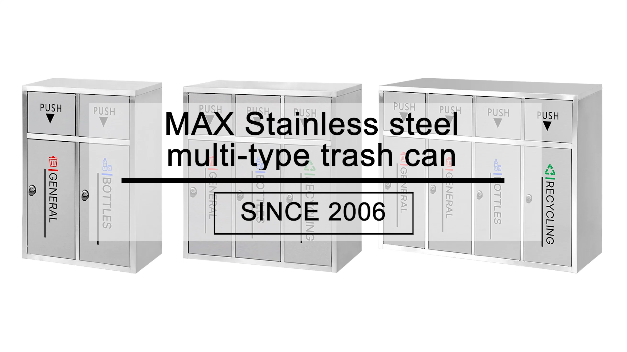 Guangzhou Max Outdoor 3fach Recycling Abfall Behälter Edelstahl