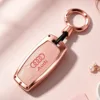Étui à clés modèle E or rose-grain de bois rose-boucle pratique