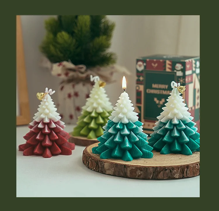 Multicolored Christmas Tree Shape Candles Fragrance Luxury Private