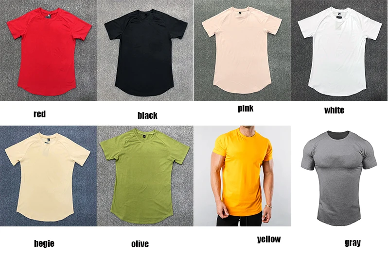 Wholesale Men's Cotton Spandex T Shirt Quick Dry Athletic Tee Muscle ...