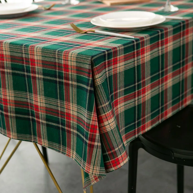 Cotton Linen Plaid Checkered Tablecloths Rectangle Washable Gingham Table Cloth Picnic Table Cover Christmas Tablecloth