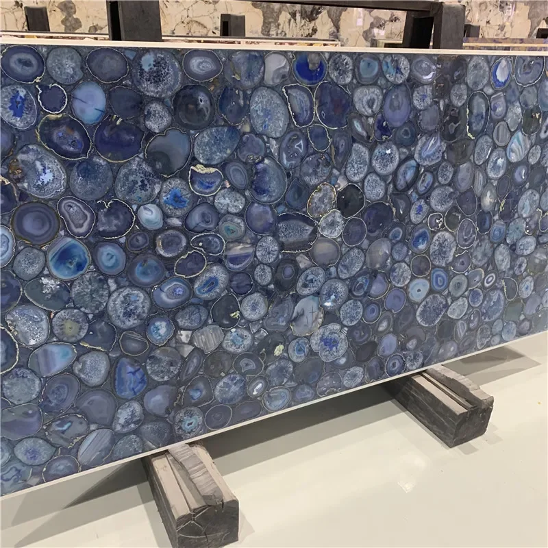 product blue agate stone semi agate stone for countertops  bar tops kitchen tops desktop514-1